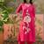 Pink plain kurta with trousers & dupatta set