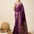 Purple woven embellished self design pure silk kanjivaram saree with blouse
