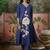 Blue  plain kurta with trousers & dupatta set