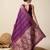 Purple woven embellished self design pure silk kanjivaram saree with blouse