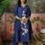 Blue  plain kurta with trousers & dupatta set