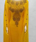 Luxurious Yellow Kaftan With Gold Work Stitched Dress