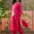 Pink plain kurta with trousers & dupatta set