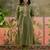 Mehndi green printed kurta with trousers & dupatta set