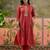 Maroon printed kurta with trousers & dupatta set