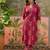 Maroon printed kurta with trousers & dupatta set