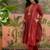 Maroon printed kurta with trousers & dupatta set