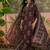 Chocolate brown printed kurta with trousers & dupatta set