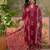 Maroon printed kurta with trousers & dupatta set