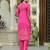 Peach floral printed kurta with trousers & dupatta set