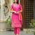 Peach floral printed kurta with trousers & dupatta set