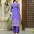 Lavender & purple floral printed kurta with trousers & dupatta set