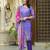 Lavender & purple floral printed kurta with trousers & dupatta set