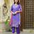 Lavender & purple floral printed kurta with trousers & dupatta set