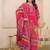 Pink floral printed kurta with trousers & dupatta set