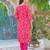 Pink floral printed kurta with trousers & dupatta set