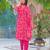 Pink floral printed kurta with trousers & dupatta set