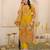 Yellow floral printed kurta with trousers & dupatta set