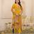 Yellow floral printed kurta with trousers & dupatta set
