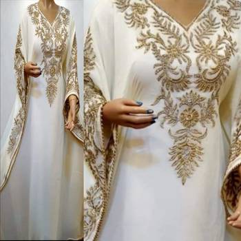off white georgette kaftan with gold embroidery work 3