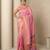 Pink pallu woven zari buti & traditional motifs work silk blend fabric traditional festive style paithani style saree