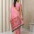 Pink pallu woven zari buti & traditional motifs work silk blend fabric traditional festive style paithani style saree