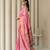 Pink pallu woven zari buti & traditional motifs work silk blend fabric traditional festive style paithani style saree