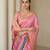 Pink pallu woven zari buti & traditional motifs work silk blend fabric traditional festive style paithani style saree