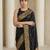 Black pallu woven zari buti & traditional motifs work silk blend fabric traditional festive style paithani style saree