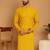 Yellow chikankari cotton embroidery men kurta
