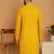 Yellow chikankari cotton embroidery men kurta