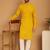 Yellow chikankari cotton embroidery men kurta