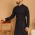 Black chikankari cotton embroidery men kurta