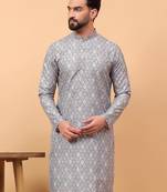 Grey sequins work aari men kurta