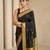 Black woven zari buti & peacock pallu work silk blend fabric traditional festive style paithani style saree