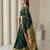 Green woven zari buti & peacock pallu work silk blend fabric traditional festive style paithani style saree