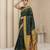 Green woven zari buti & peacock pallu work silk blend fabric traditional festive style paithani style saree