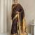Chocolate woven zari buti & peacock pallu work silk blend fabric traditional festive style paithani style saree