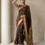 Chocolate woven zari buti & peacock pallu work silk blend fabric traditional festive style paithani style saree