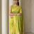 Light lime woven zari buti & peacock pallu work silk blend fabric traditional festive style paithani style saree
