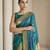 Teal woven zari buti & peacock pallu work silk blend fabric traditional festive style paithani style saree