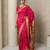 Pink woven zari buti & peacock pallu work silk blend fabric traditional festive style paithani style saree