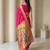 Pink woven zari buti & peacock pallu work silk blend fabric traditional festive style paithani style saree
