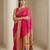Pink woven zari buti & peacock pallu work silk blend fabric traditional festive style paithani style saree