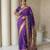 Purple woven zari buti & peacock pallu work silk blend fabric traditional festive style paithani style saree