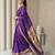 Purple woven zari buti & peacock pallu work silk blend fabric traditional festive style paithani style saree