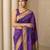 Purple woven zari buti & peacock pallu work silk blend fabric traditional festive style paithani style saree