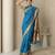 Teal woven zari buti & peacock pallu work silk blend fabric traditional festive style paithani style saree