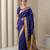 Blue woven zari buti & peacock pallu work silk blend fabric traditional festive style paithani style saree