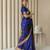Blue woven zari buti & peacock pallu work silk blend fabric traditional festive style paithani style saree